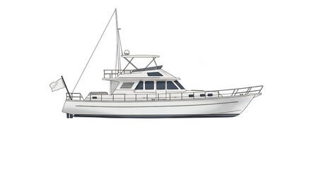Fototapeta premium Light gray motor yacht profile view