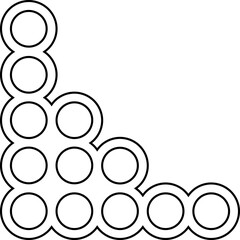 Dots forming a pyramid-like block aligned along a cornered angle.