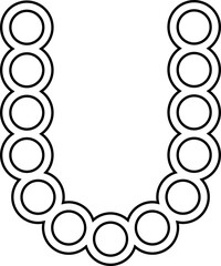 Circular outline dots aligned in a curved hook formation extending from a single point.