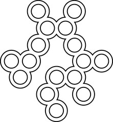 Cluster of outlined circles expanding outward in a radial direction from a central point.