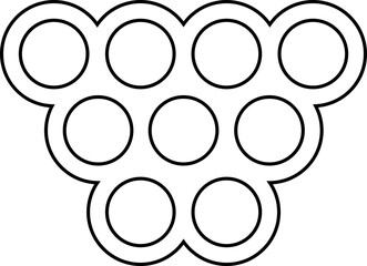 Mesh of circles arranged in an inverted triangular configuration with gradual spacing.