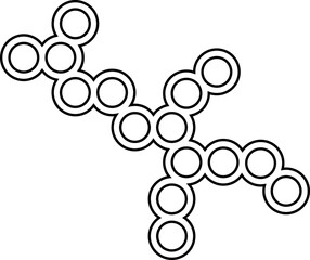Series of circles distributed in orbit-like radial paths forming a webbed structure.