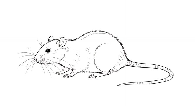 black and white rat sketch on white clip art preview