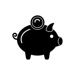 piggy bank with coin icon on white background