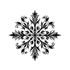 Ornate Snowflake Silhouette Vector Illustration