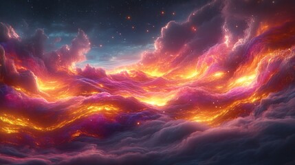 Fototapeta premium Fiery cloudscape at twilight