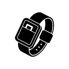 smartwatch with credit card chip icon on white