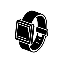 smartwatch with credit card chip icon on white 