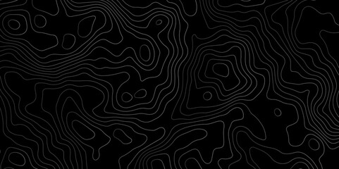 Black background topography contour map with black curve lines. luxury topographic wavy pattern and geographic grid map patterns, topography line map. Vintage outdoors style