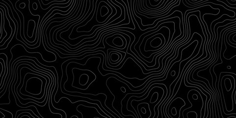 Black background topography contour map with black curve lines. luxury topographic wavy pattern and geographic grid map patterns, topography line map. Vintage outdoors style