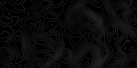 Black background topography contour map with black curve lines. luxury topographic wavy pattern and geographic grid map patterns, topography line map. Vintage outdoors style