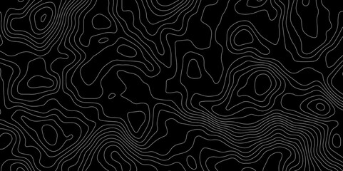 Black background topography contour map with black curve lines. luxury topographic wavy pattern and geographic grid map patterns, topography line map. Vintage outdoors style