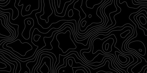 Black background topography contour map with black curve lines. luxury topographic wavy pattern and geographic grid map patterns, topography line map. Vintage outdoors style