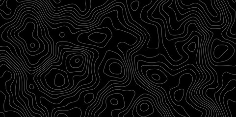 Black background topography contour map with black curve lines. luxury topographic wavy pattern and geographic grid map patterns, topography line map. Vintage outdoors style