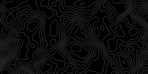 Black background topography contour map with black curve lines. luxury topographic wavy pattern and geographic grid map patterns, topography line map. Vintage outdoors style
