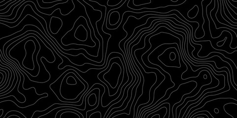 Black background topography contour map with black curve lines. luxury topographic wavy pattern and geographic grid map patterns, topography line map. Vintage outdoors style