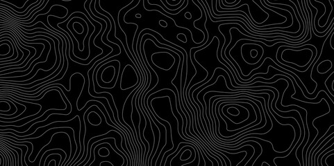 Black background topography contour map with black curve lines. luxury topographic wavy pattern and geographic grid map patterns, topography line map. Vintage outdoors style