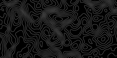 Black background topography contour map with black curve lines. luxury topographic wavy pattern and geographic grid map patterns, topography line map. Vintage outdoors style