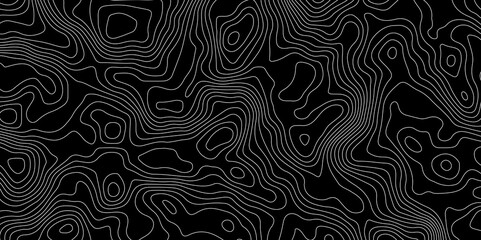 Black background topography contour map with black curve lines. luxury topographic wavy pattern and geographic grid map patterns, topography line map. Vintage outdoors style © vistoso