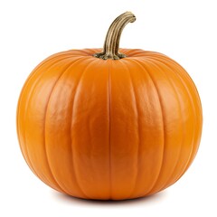 Obraz premium Ripe orange pumpkin with a stem isolated on a white background ready for autumn and halloween