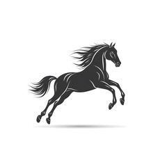 Elegant Black Horse Jumping Silhouette Vector Illustration