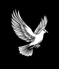 Obraz premium Outline Peace Dove with Olive Branch Vector Illustration
