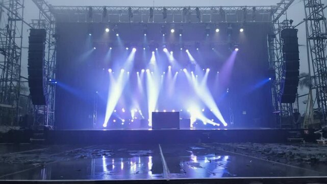 Stage setup for large outdoor event