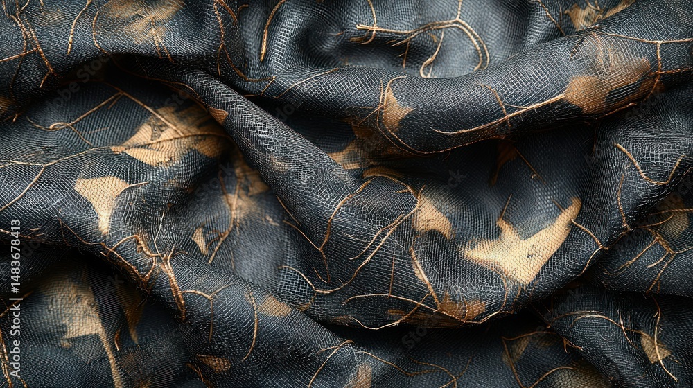 Poster folded cloth texture with nature print pattern