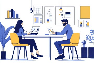 Collaborative Harmony: Team Exploring Color Swatches in Office with Laptop and Mobile Devices