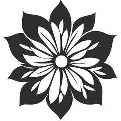 Simple Black and White Flower Silhouette Vector Illustration