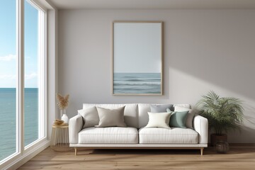Cozy living room design with ocean view modern home interior decor bright and airy environment