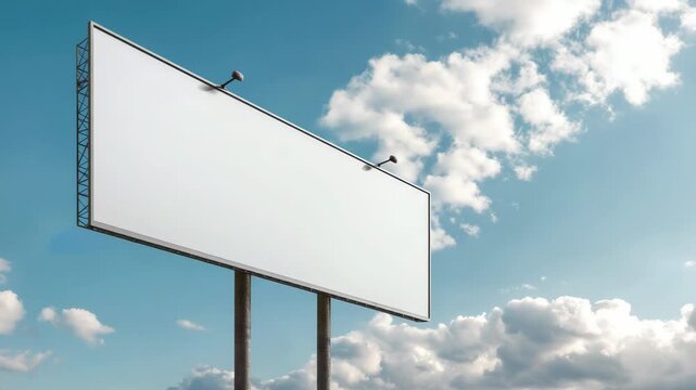 A large billboard on the roof of a building overlooking the sky.