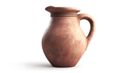 3d rendering vintage rustic clay jug with detailed design isolated on white background image