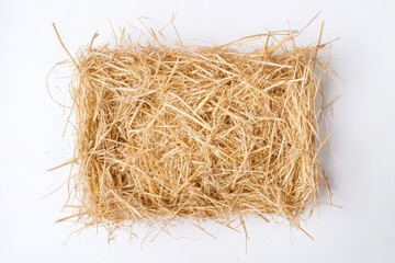 Obraz premium Dried Straw Hay Frame on Blank White Canvas for Text Insertion - Top View