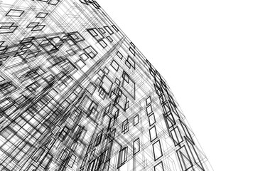 Architectural drawing vector 3d rendering