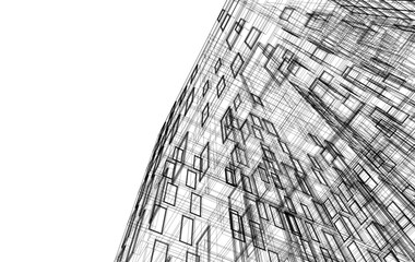 Architectural drawing vector 3d rendering