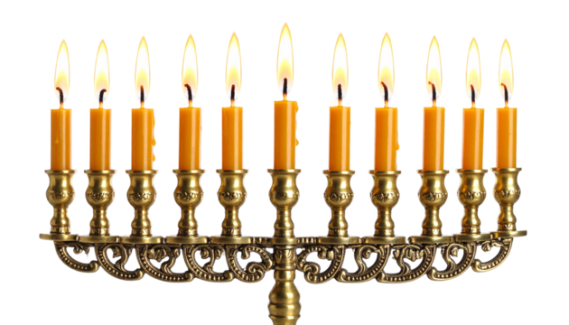 Nine candles ablaze.