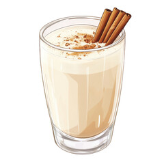 Holiday drink with spice sticks on transparent background