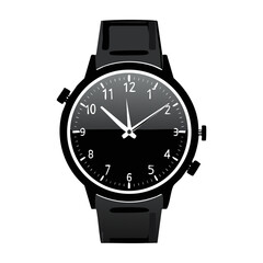 Sleek black wristwatch. PNG image, transparent background