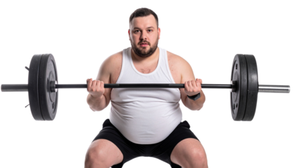 Overweight Man Lifting Weights