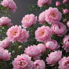 Fototapeta premium Full bloom pink peonies, romantic floral scene, gentle and refined backdrop, background, wedding, illustration