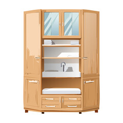 Elegant wooden cabinet for storage. PNG image, transparent background