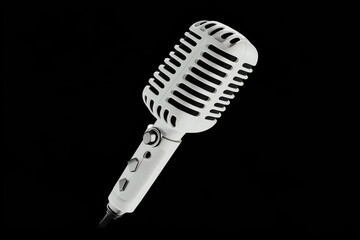 Classic Retro Microphone. Timeless White Mic for Vintage Audio and Music Performance