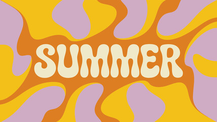 Retro Summer Typography with Colorful Abstract Background