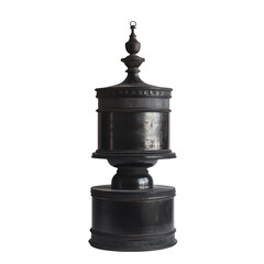 Fototapeta premium Dark ornate container with lid on transparent background