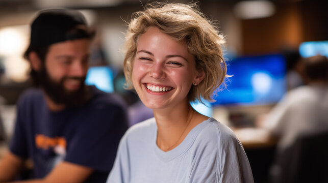 Joyful teamwork in a creative collaborative workspace