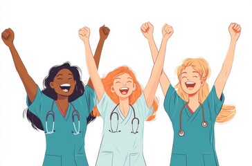 Obraz premium Enthusiastic medical team cheering together
