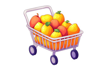 a shopping cart full of fruits