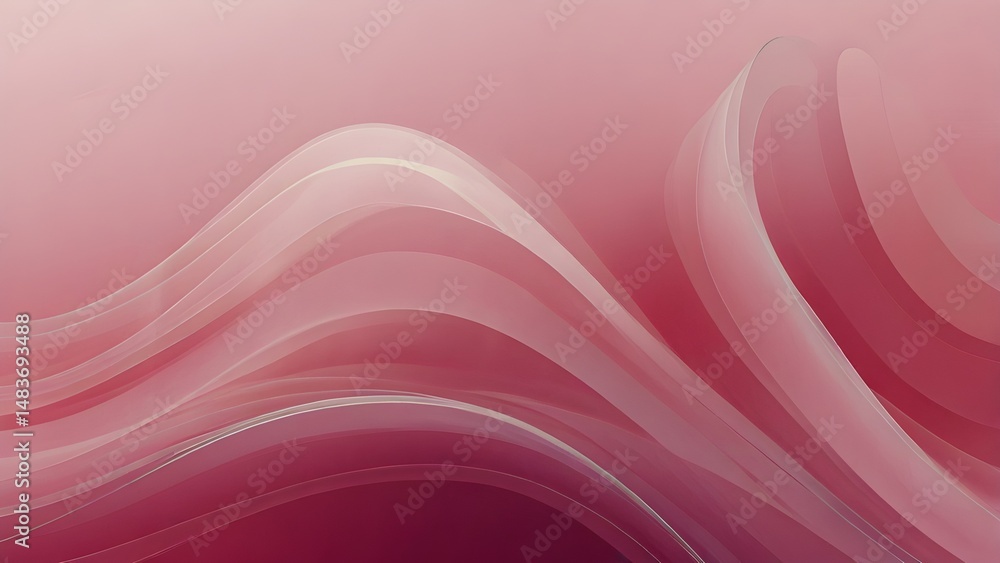 Poster flowing ribbons of light and shadow create a soft abstract elegant design in shades of pink