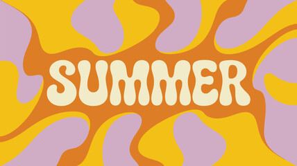 Retro Summer Typography with Colorful Abstract Background
